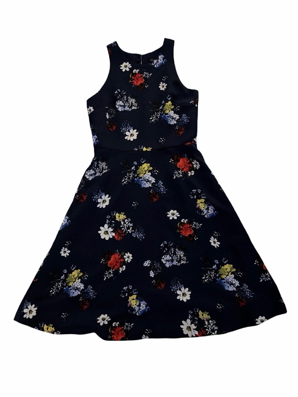 Banana Republic Navy Floral Fit-and-Flare Dress